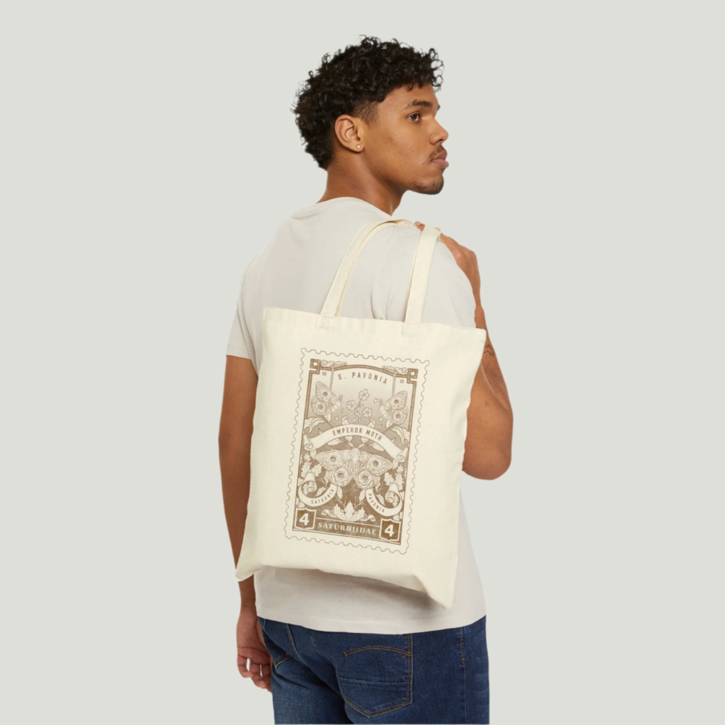 Emperor Moth Vintage-Style Stamp Canvas Tote Bag