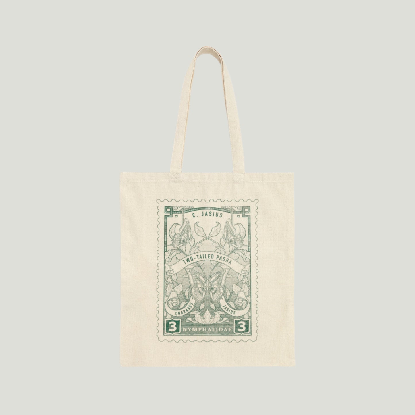 Two-Tailed Pasha Vintage-Style Stamp Canvas Tote Bag