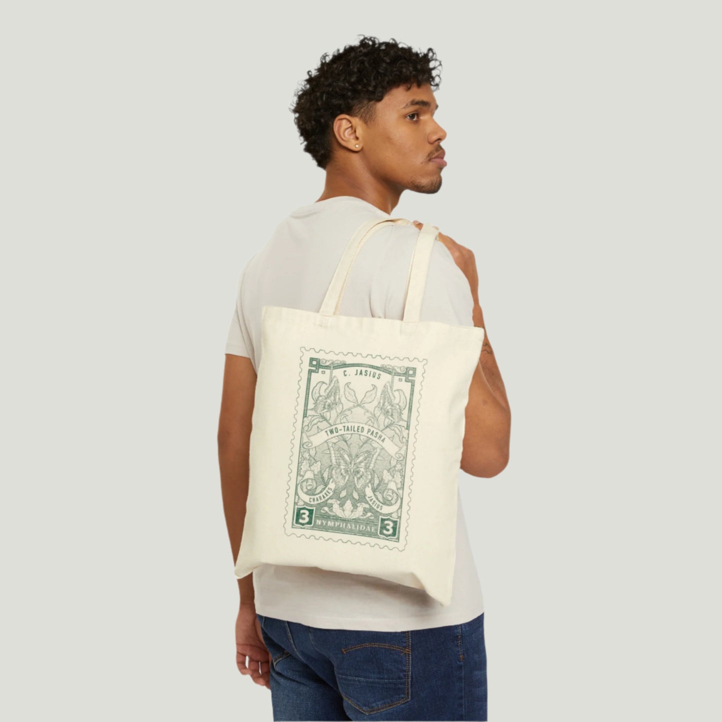 Two-Tailed Pasha Vintage-Style Stamp Canvas Tote Bag