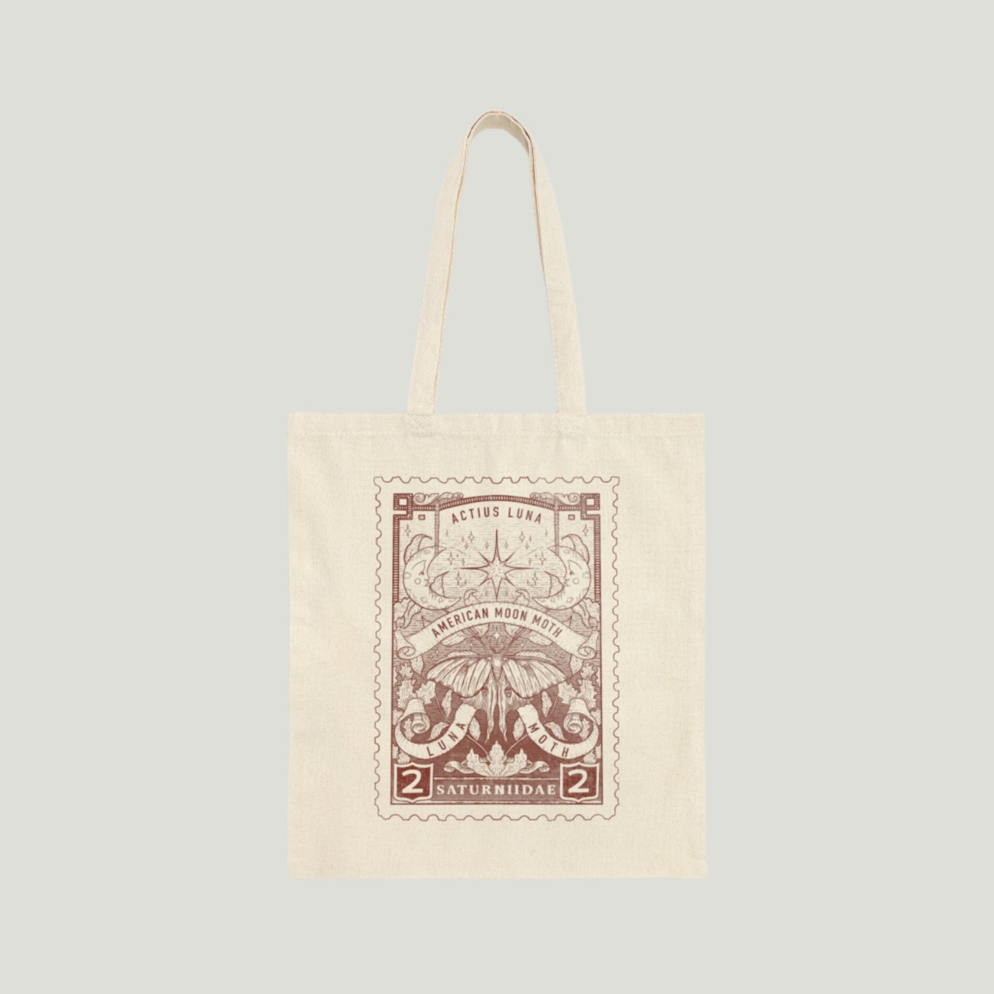 Luna Moth Vintage-Style Stamp Canvas Tote Bag