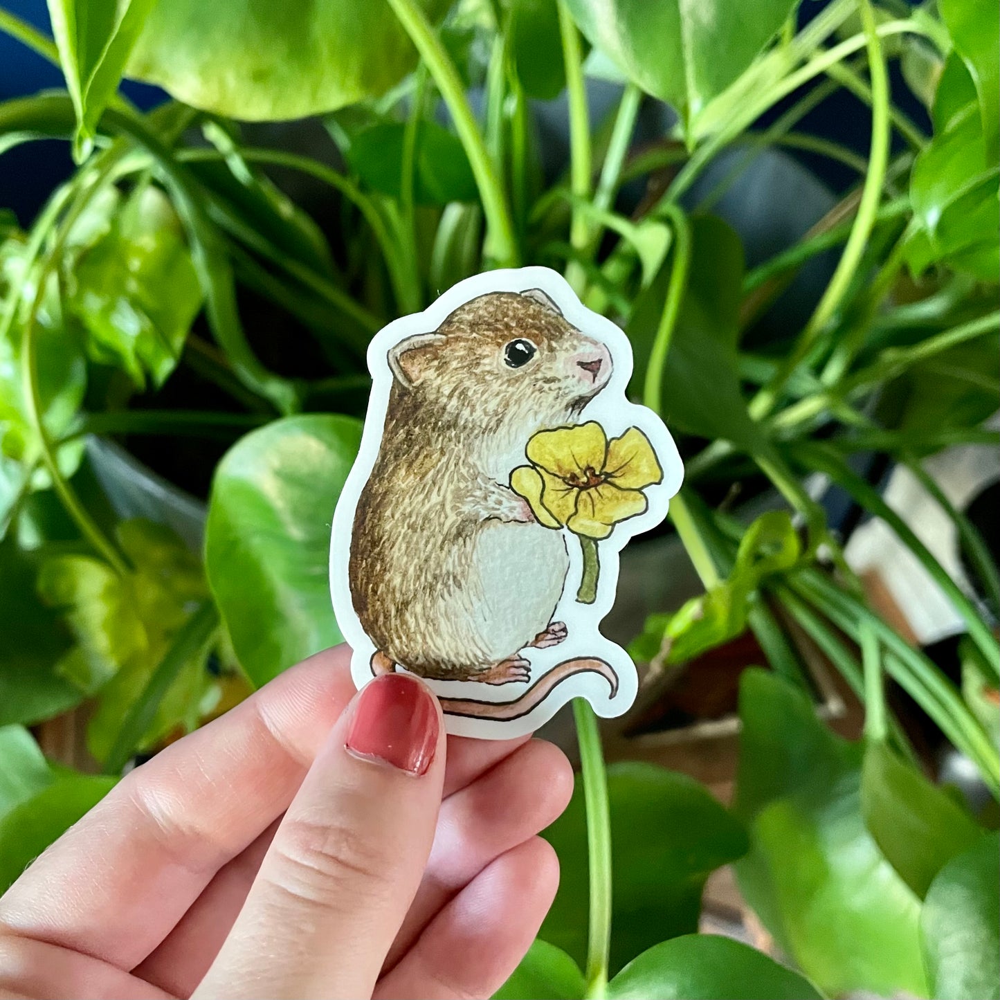Mouse with Flower Sticker