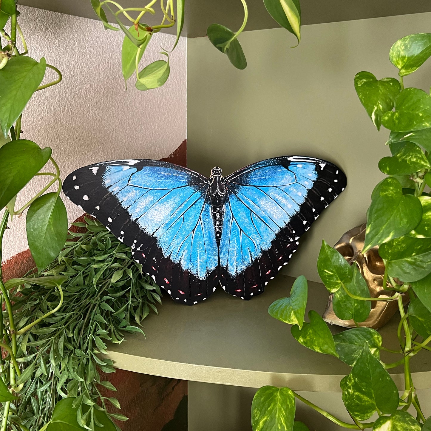 Blue Morpho Butterfly Wood Cutout Print
