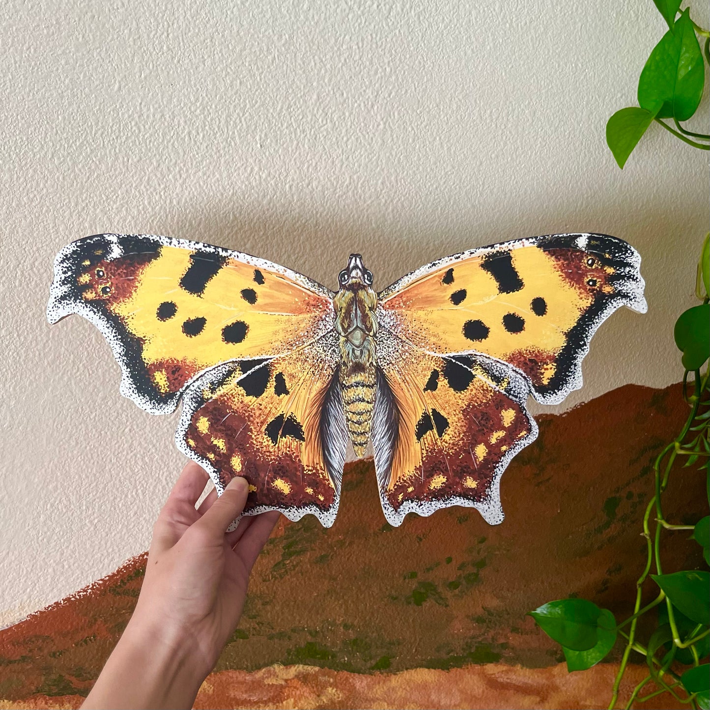 Eastern Comma Butterfly Wood Cutout Print