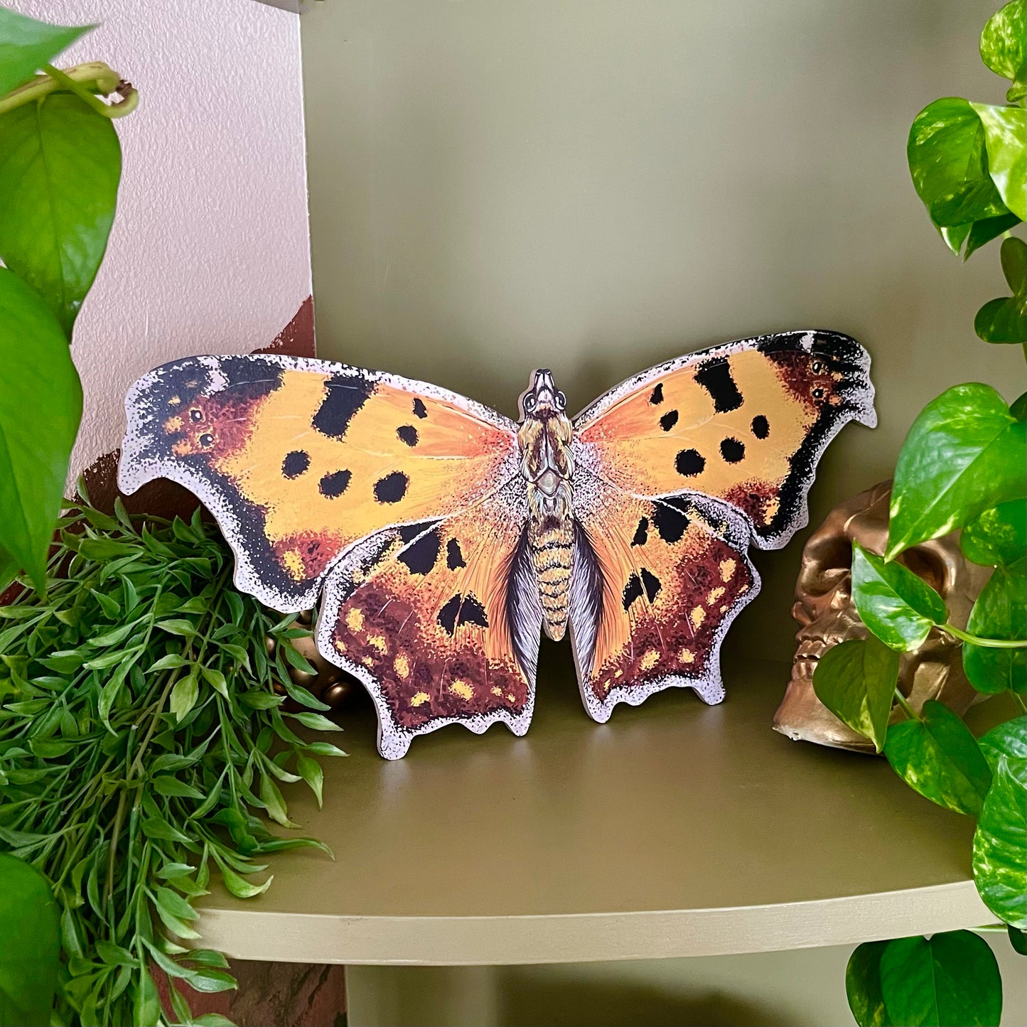 Eastern Comma Butterfly Wood Cutout Print