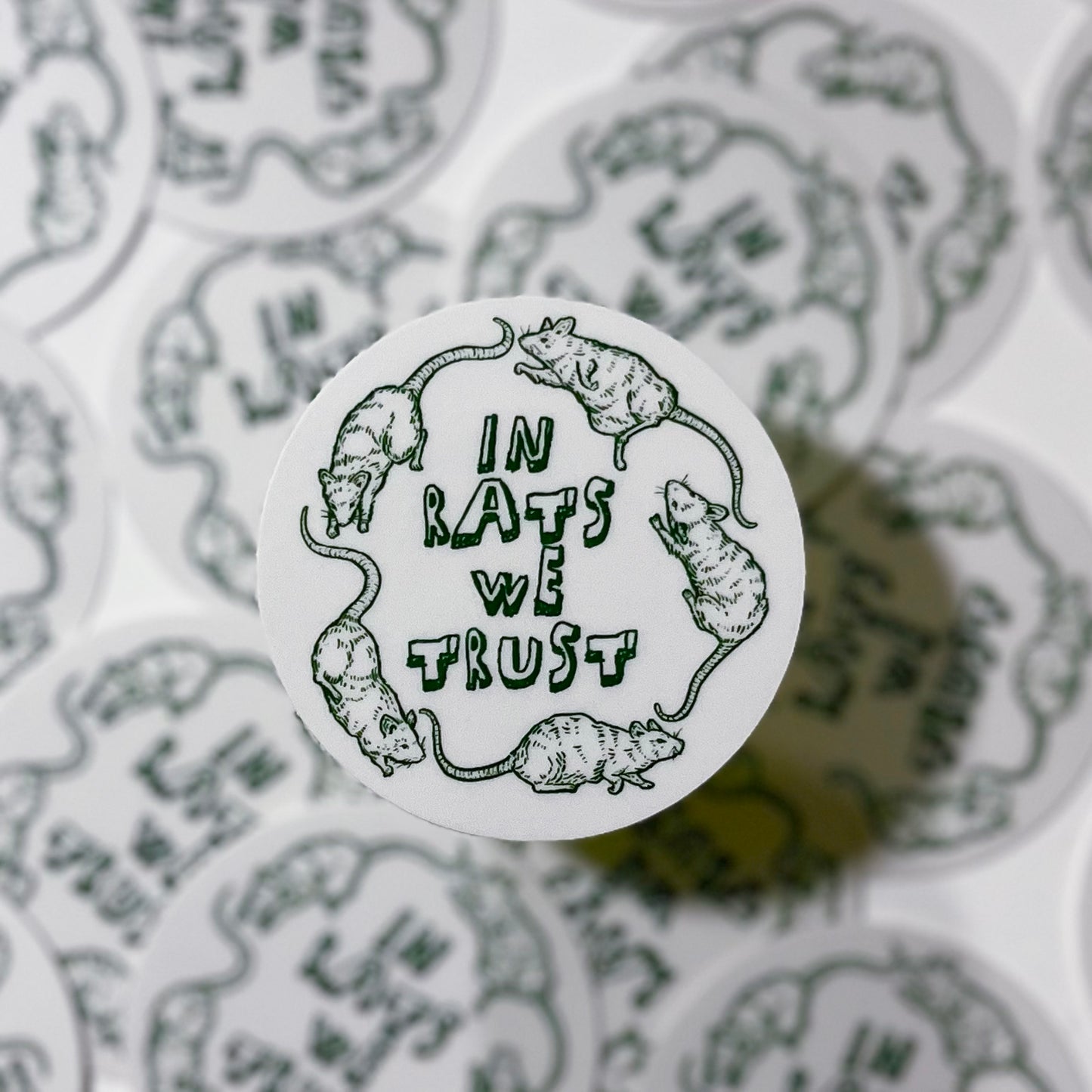 In Rats We Trust Sticker