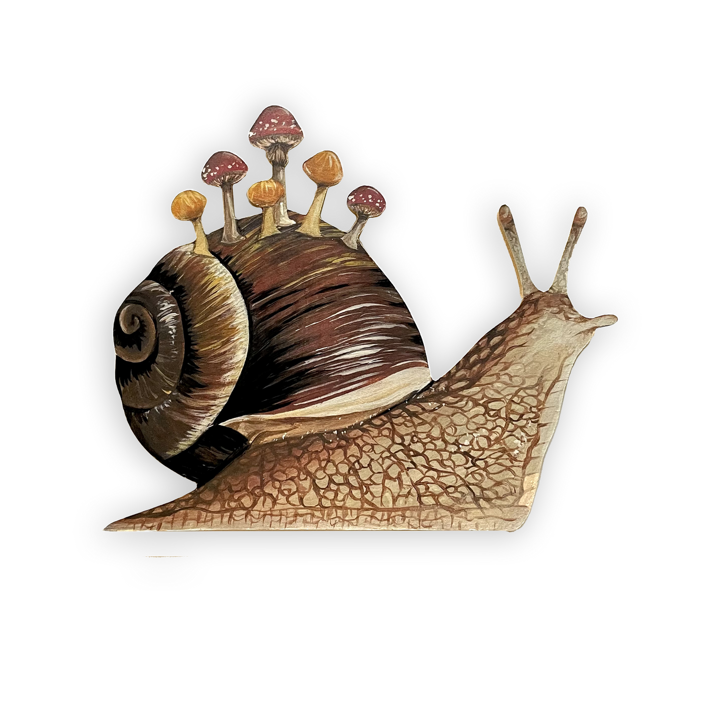 Hand-Cut Snail and Mushroom Print