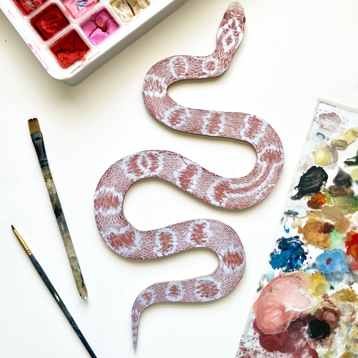 Pink Corn Snake Wood Cutout Print