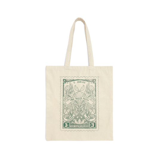 Two-Tailed Pasha Vintage-Style Stamp Canvas Tote Bag