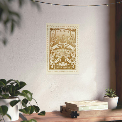 11" x 16" Emperor Moth Vintage-Style Stamp Poster Print