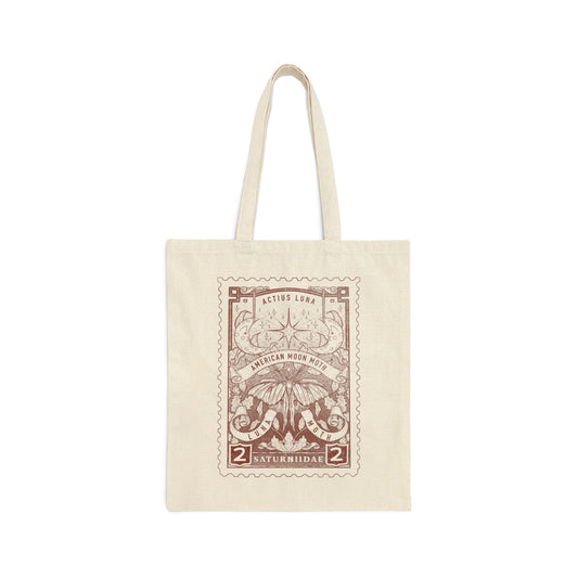 Luna Moth Vintage-Style Stamp Canvas Tote Bag