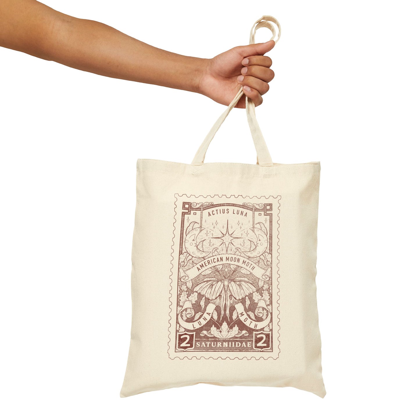 Luna Moth Vintage-Style Stamp Canvas Tote Bag