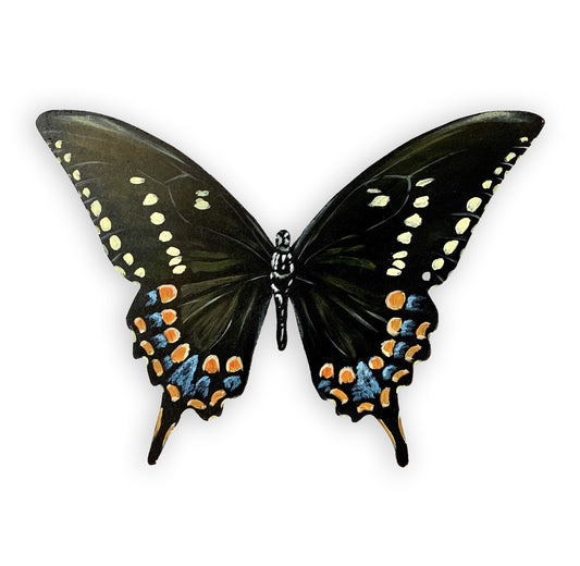 Hand-Painted Black Swallowtail Butterfly Wood Cutout