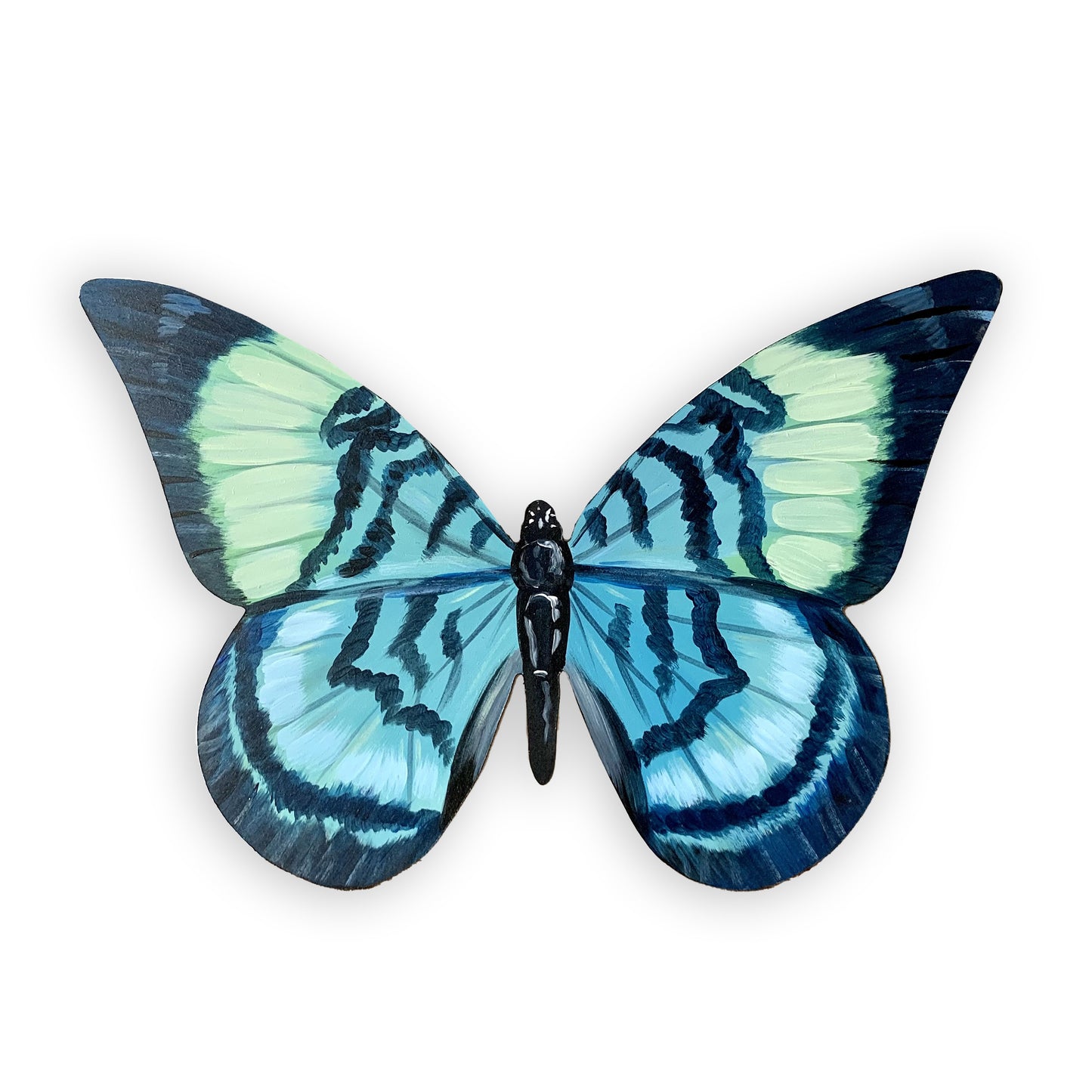 Hand-Painted Blue Brush-Footed Butterfly Wood Cutout