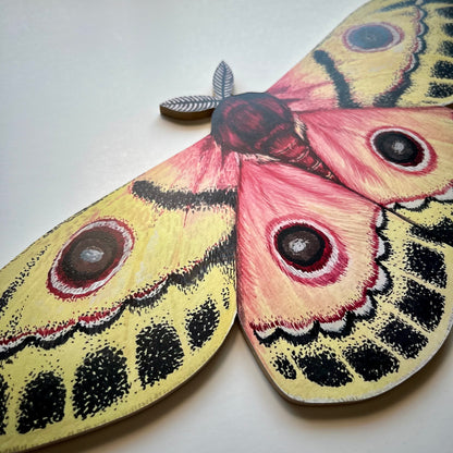 Injured Emperor Moth Wood Cutout Print