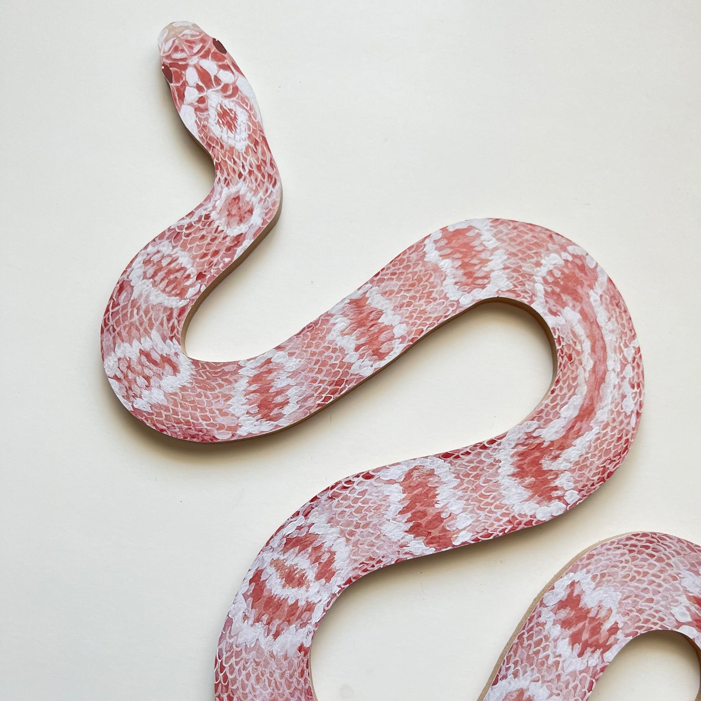 Handmade Pink Corn Snake Print Wood Cutout