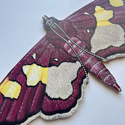 Maroon Moth Wood Cutout Print