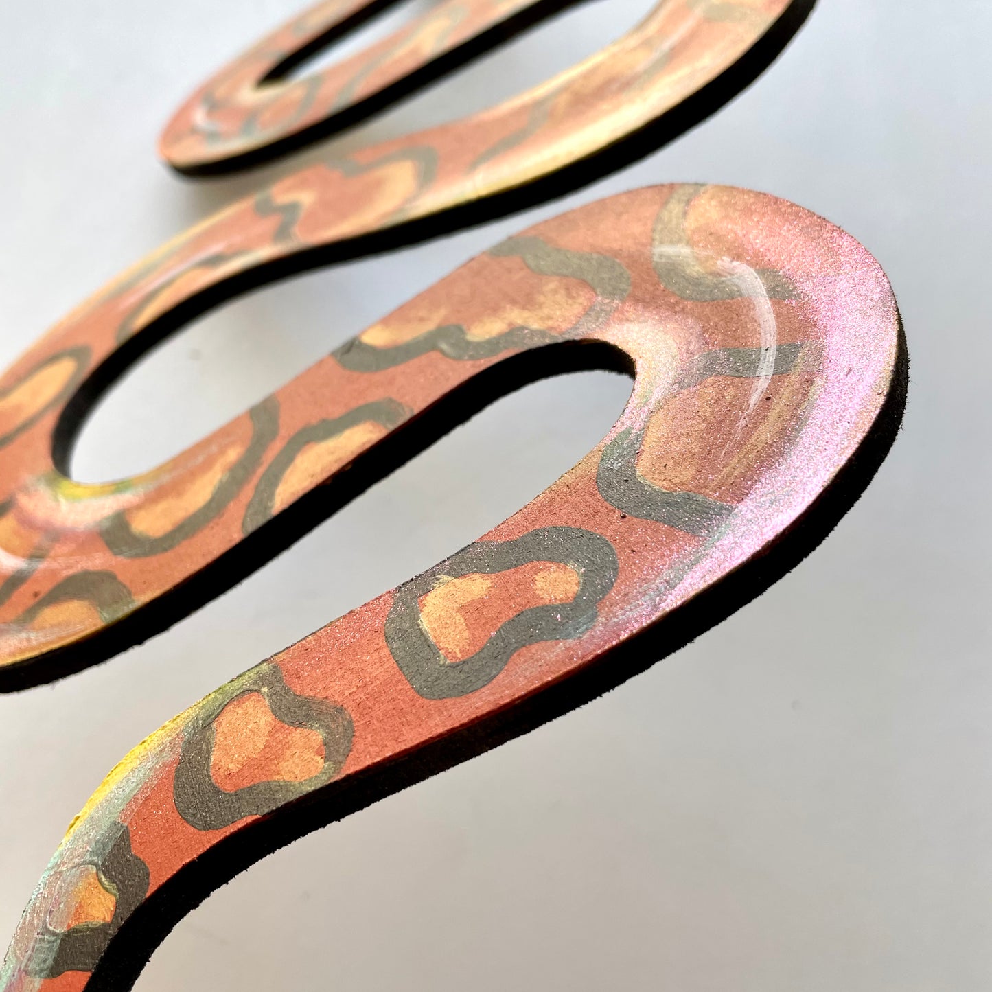 Hand-Painted Brazilian Rainbow Boa Snake Wood Cutout