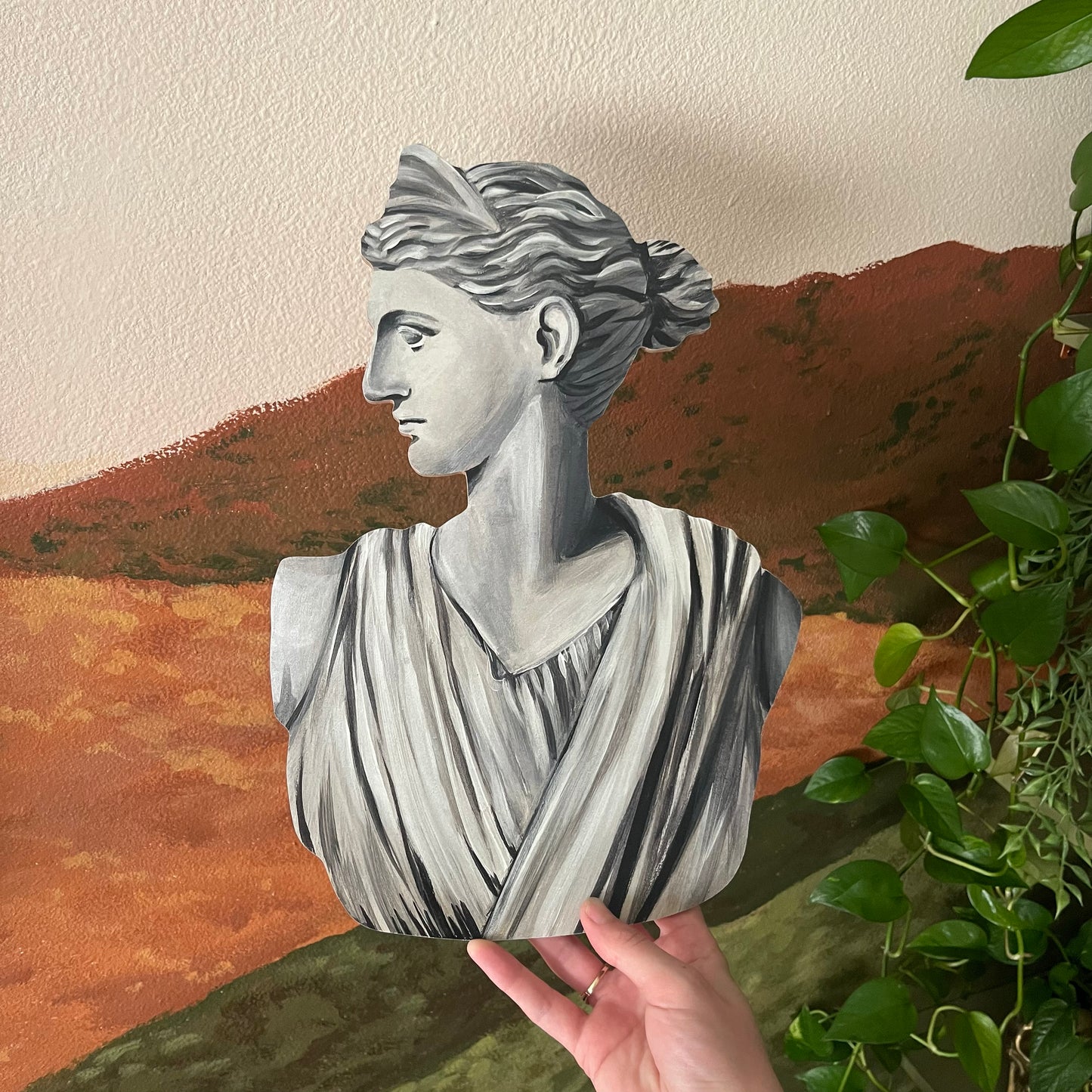 Greek Bust Wood Cutout Print