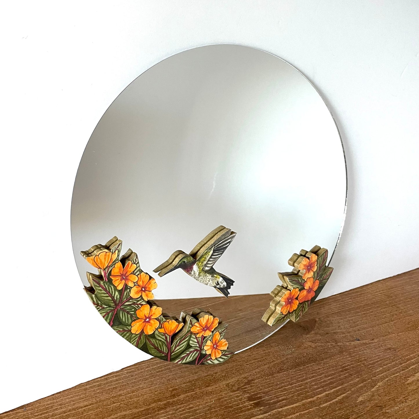 10" Hummingbird Mirror Watercolor Print