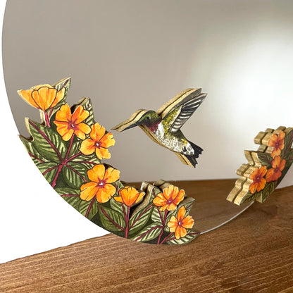 10" Hummingbird Mirror Watercolor Print