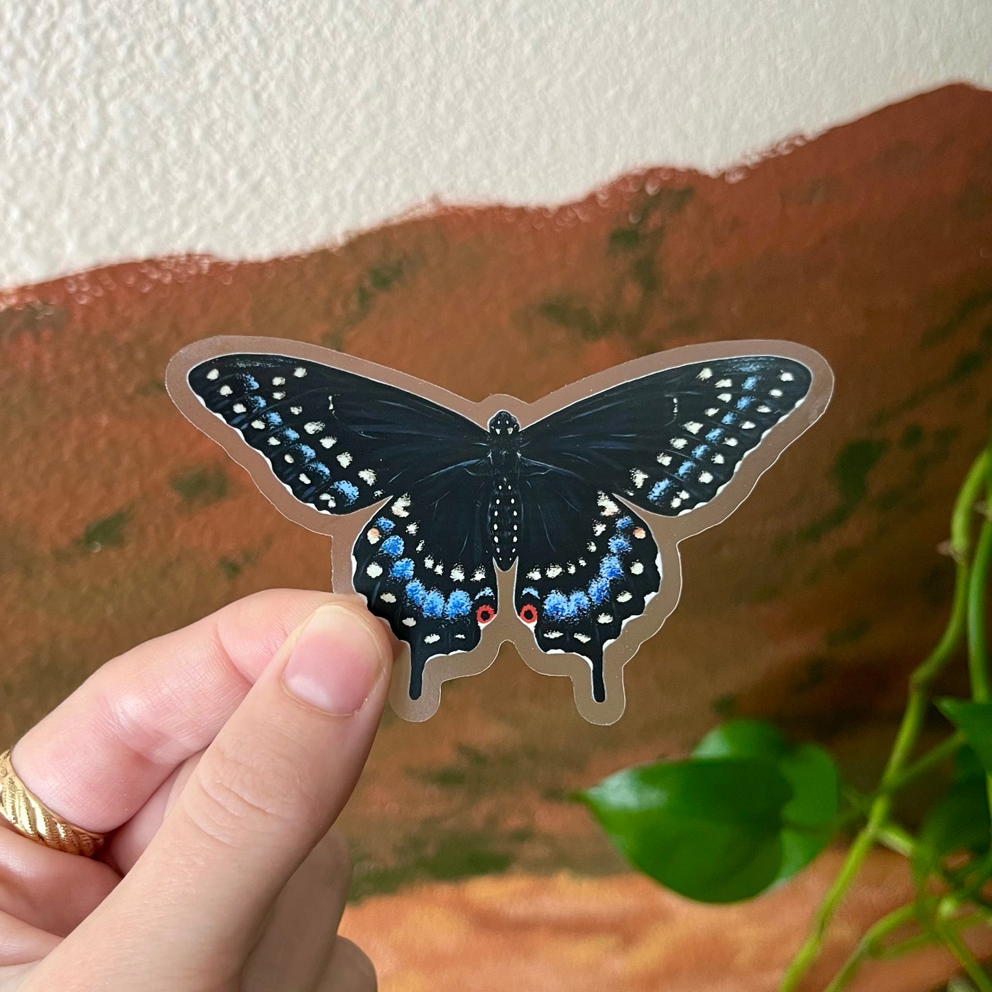 Black Swallowtail Sticker with Clear Background