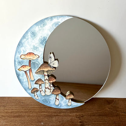 10" Mushroom Moon Mirror Watercolor Print