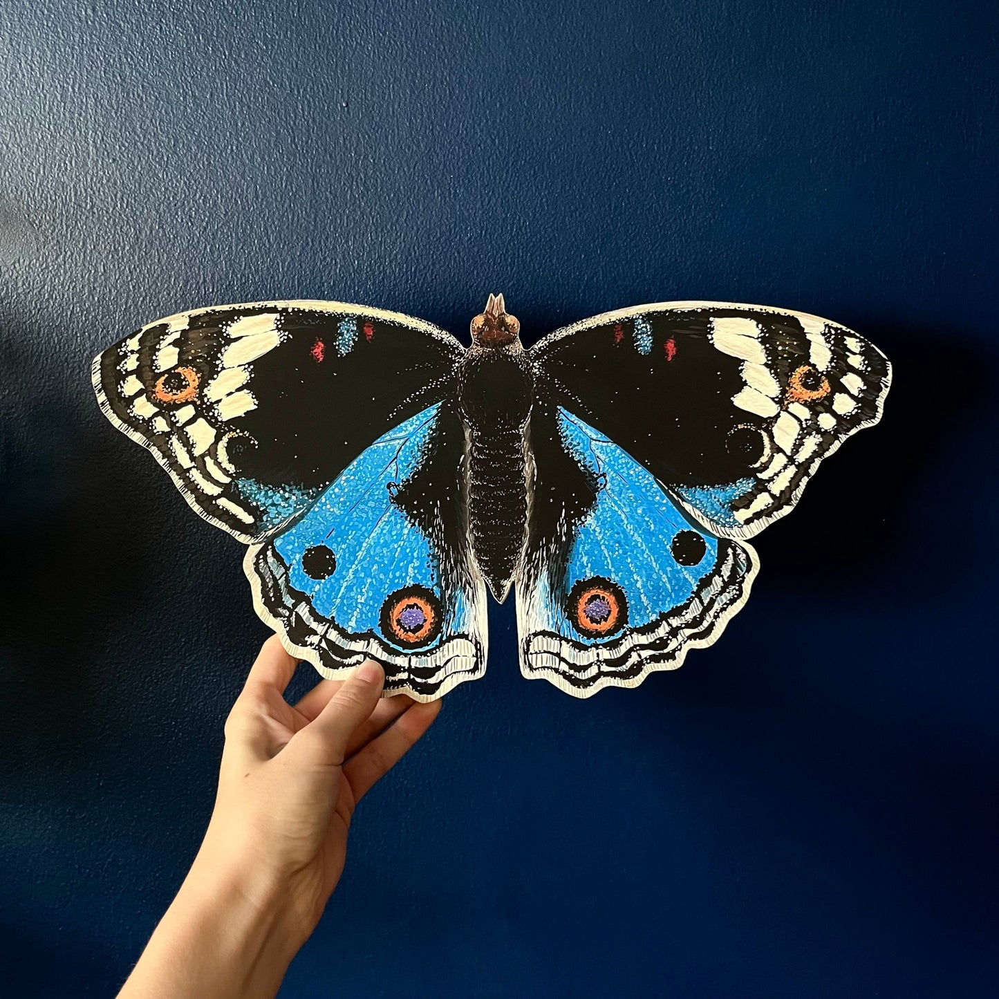 Blue Pansy Butterfly Wood Cutout Print