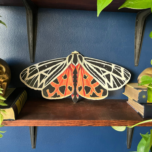 Handmade Wooden Virgin Tiger Moth Print Wood Cutout