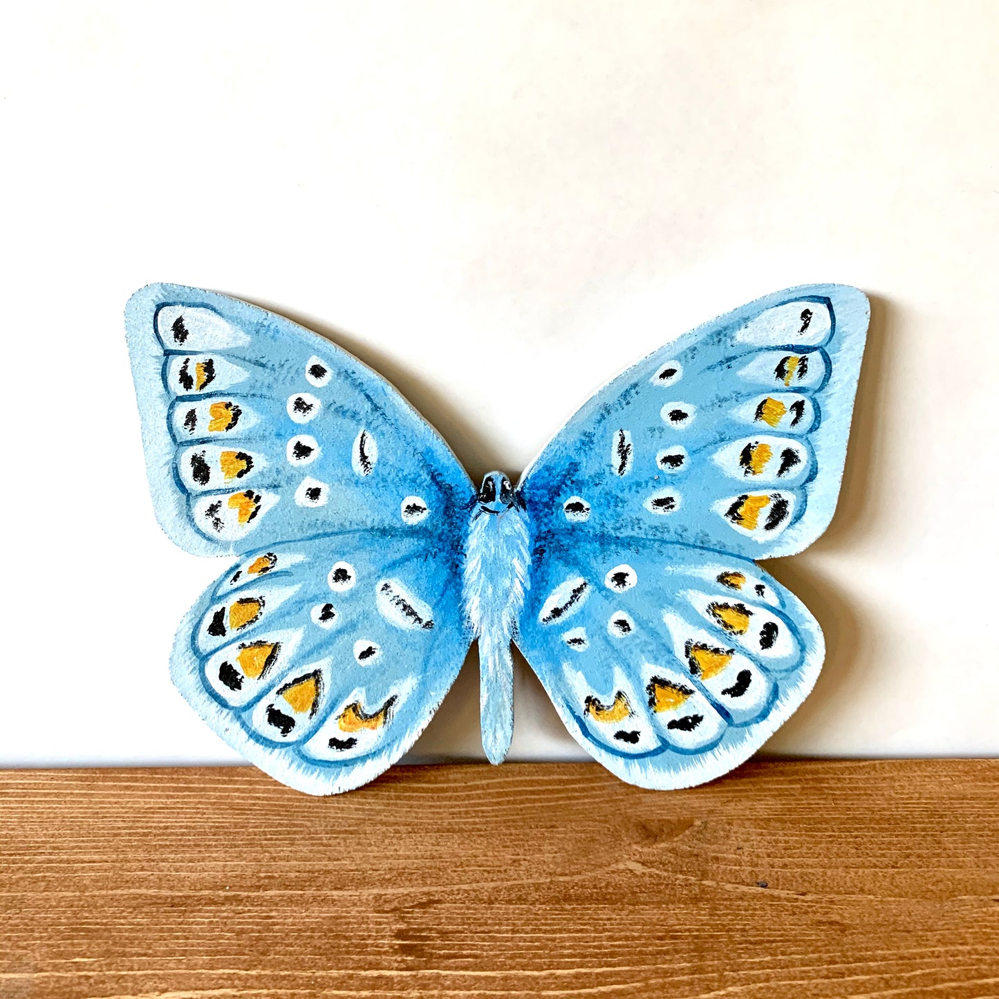 Hand-Painted Polyommatus Butterfly Wood Cutout