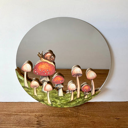 10" Mushroom and Snail Mirror Watercolor Print