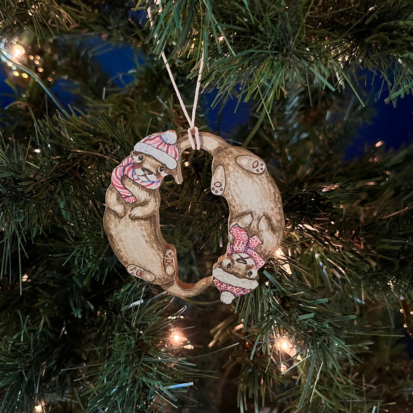 Handmade Otters Ornament