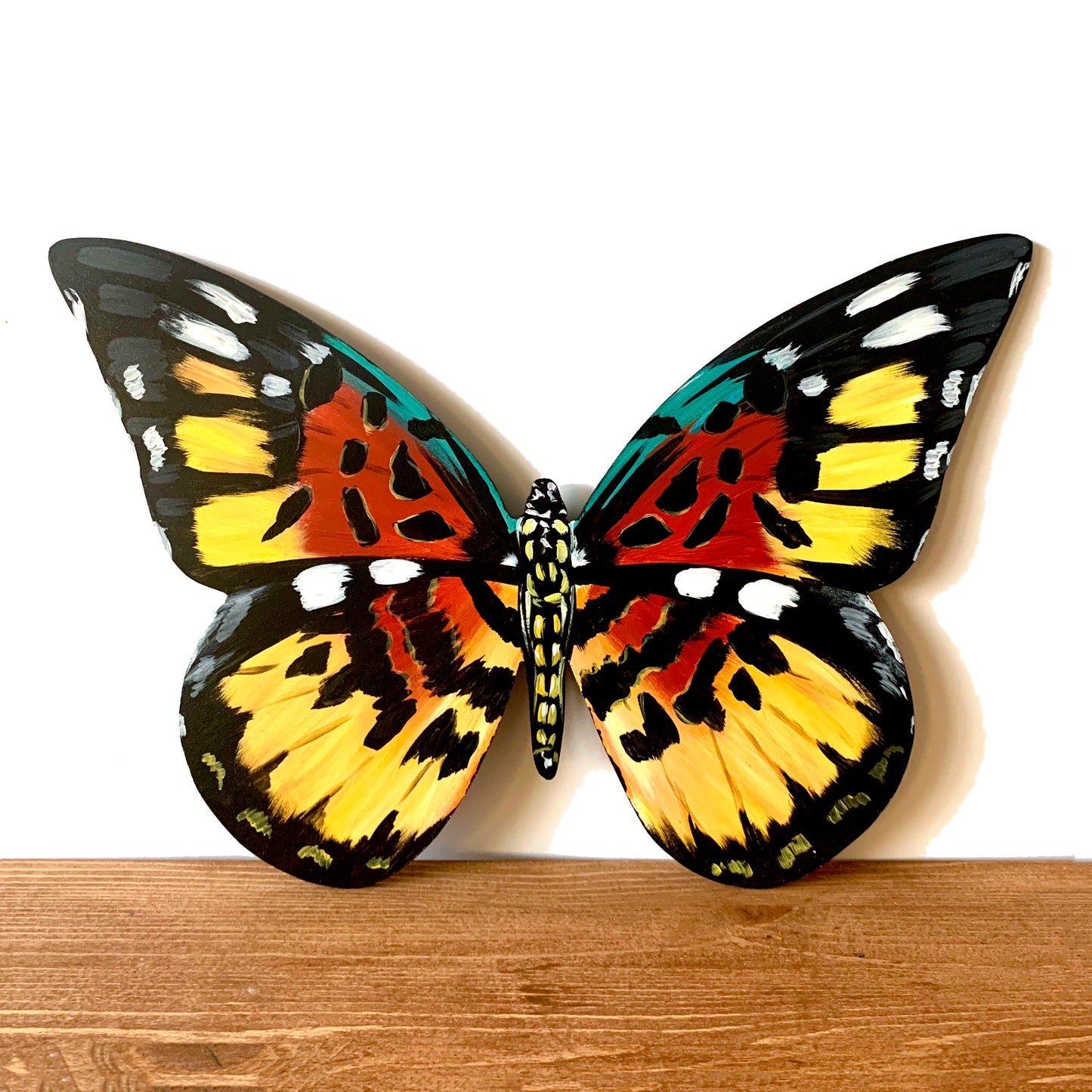 Hand-Painted Yellow and Orange Butterfly Wood Cutout