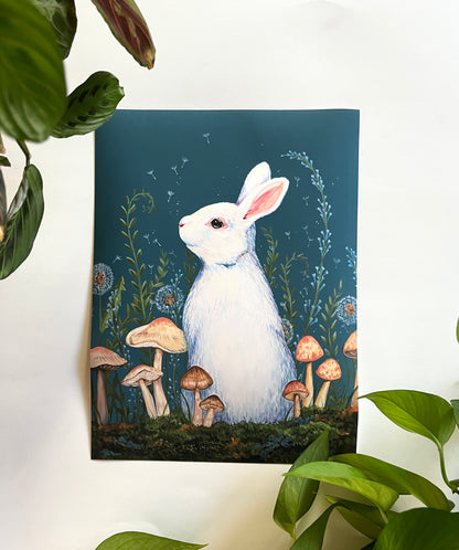 9"x12" White Rabbit Print