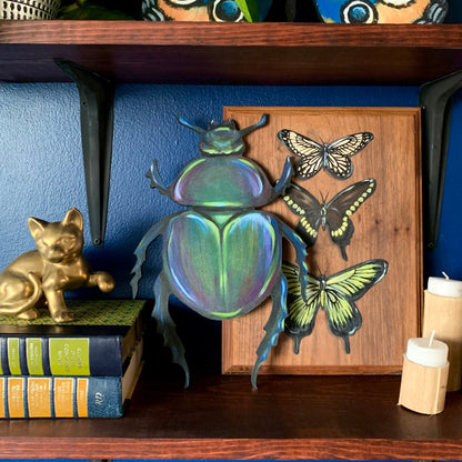 Hand-Painted Scarab Beetle Wood Cutout