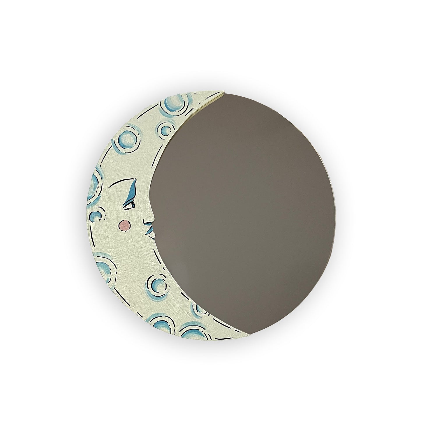 Hand-Painted 10" Moon Face Mirror