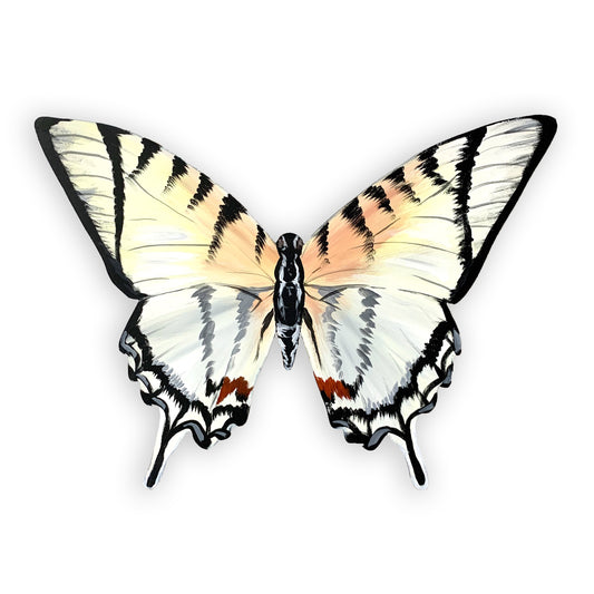 Hand-Painted Peach Swallowtail Butterfly Wood Cutout