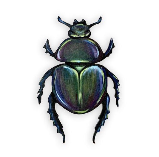 Hand-Painted Scarab Beetle Wood Cutout