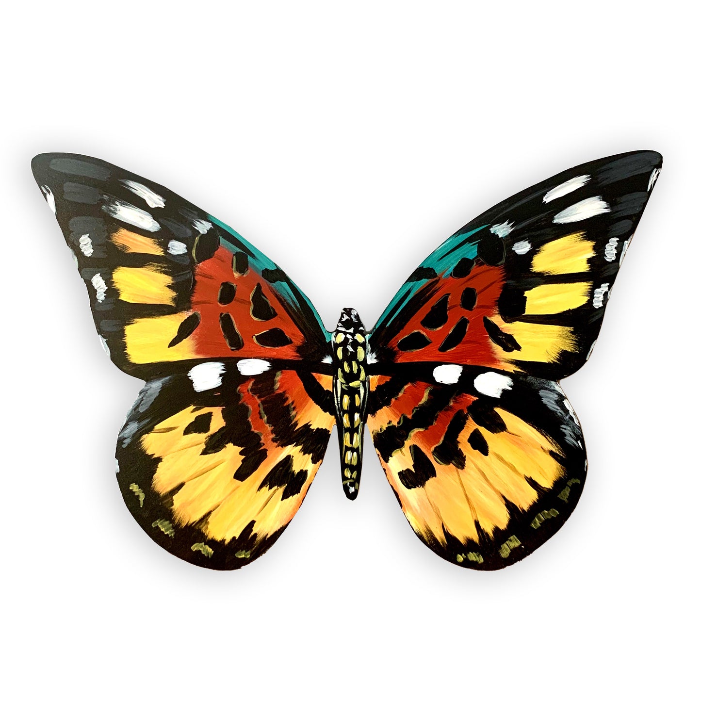 Hand-Painted Yellow and Orange Butterfly Wood Cutout