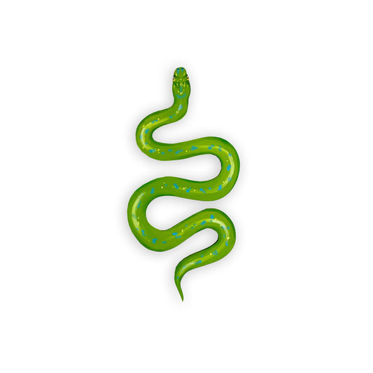 Hand-Painted Green Tree Python Snake Wood Cutout