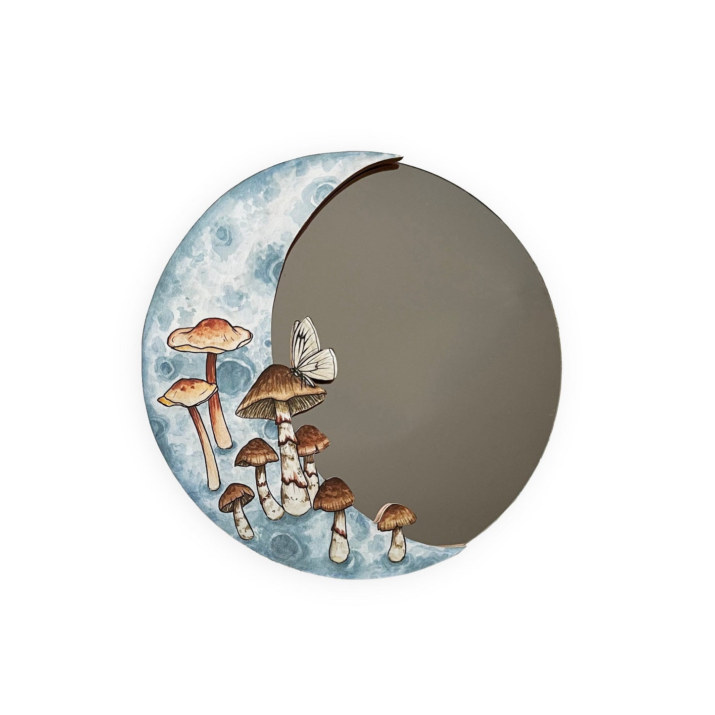 10" Mushroom Moon Mirror Watercolor Print