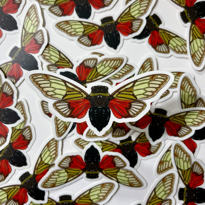 Red Salvazana Cicada Sticker