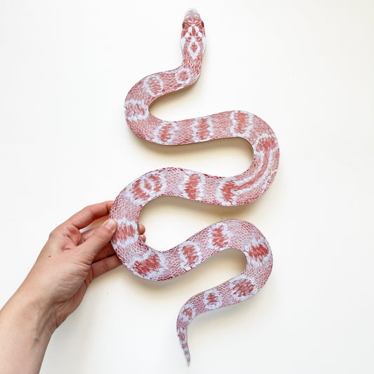 Handmade Pink Corn Snake Print Wood Cutout