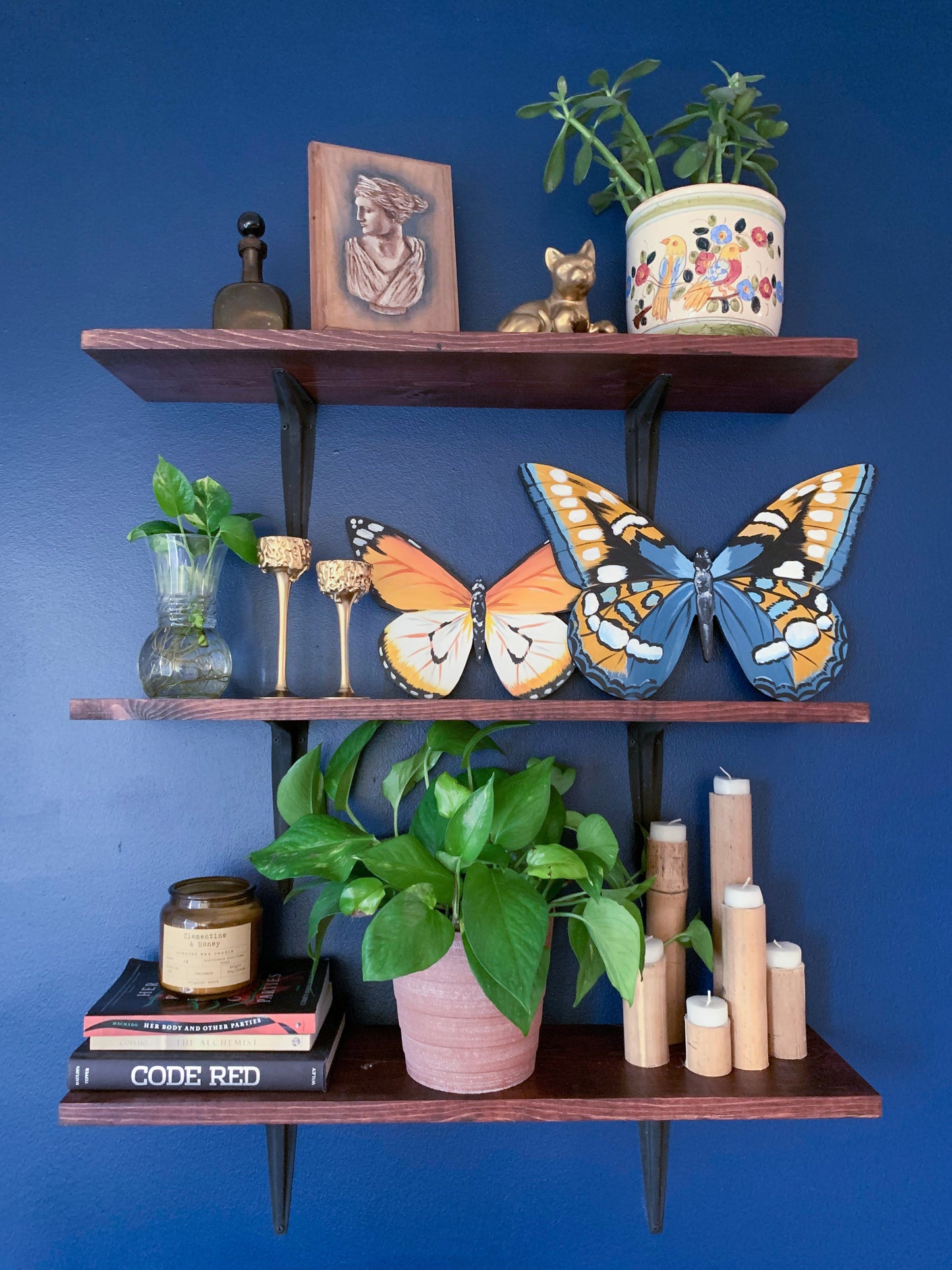 Hand-Painted Blue Morpho Butterfly Wood Cutout